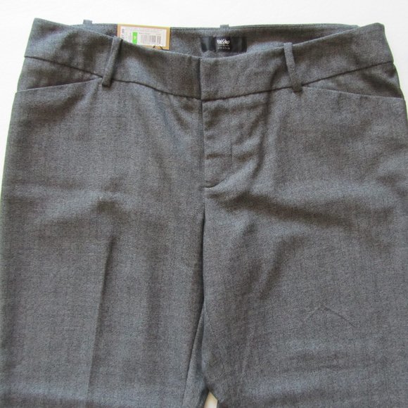 NWT MOSSIMO Stretch Herringbone Trouser Gray Mid Waist Straight Hip Pants 12 - Picture 6 of 16